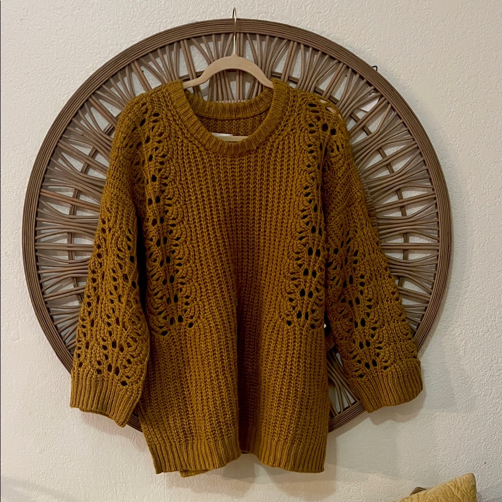 Anthropologie Pilcro Cozy Mustard Knit Sweater NWT M